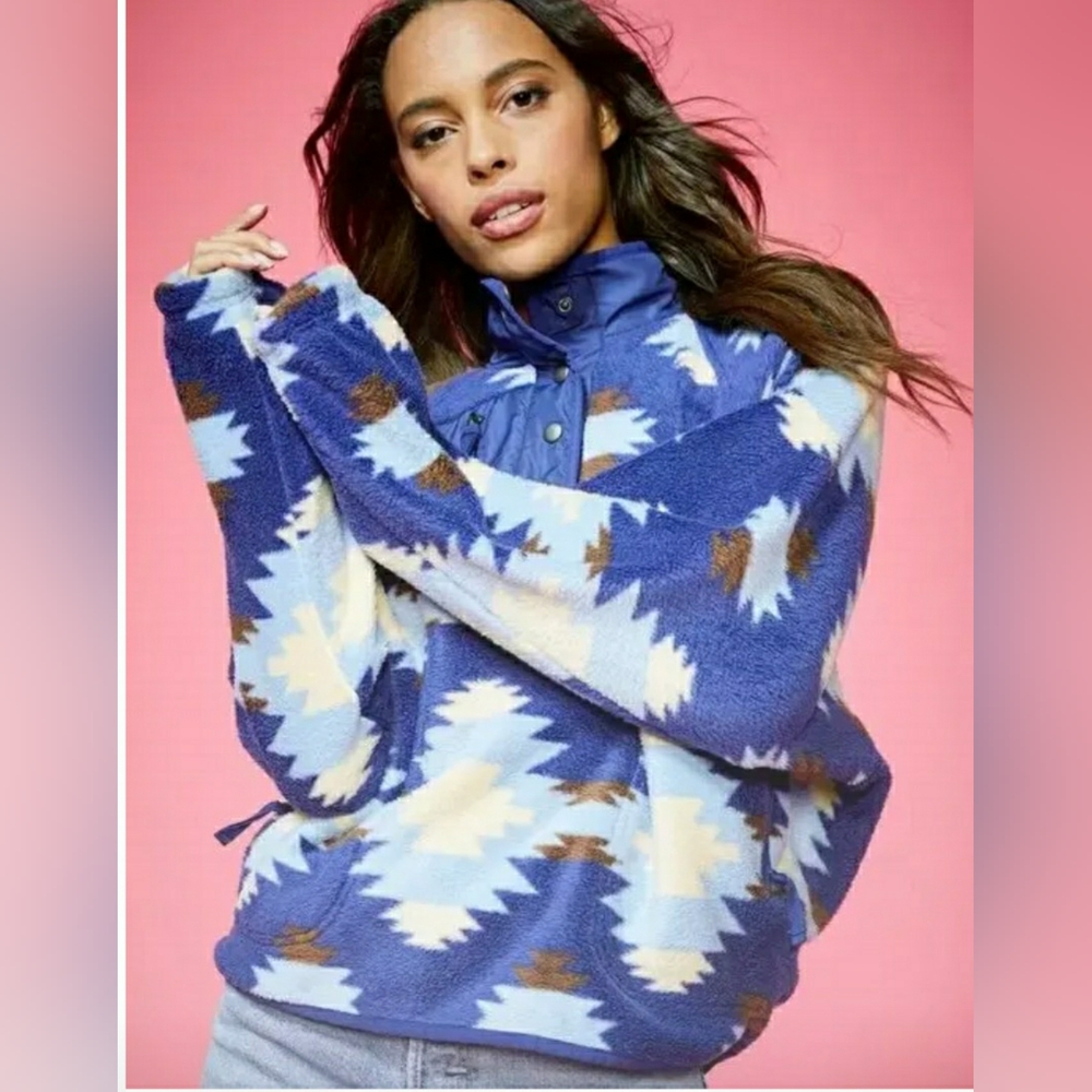 Foursquare RSQ Womens Printed Polar Fleece Jacket - S